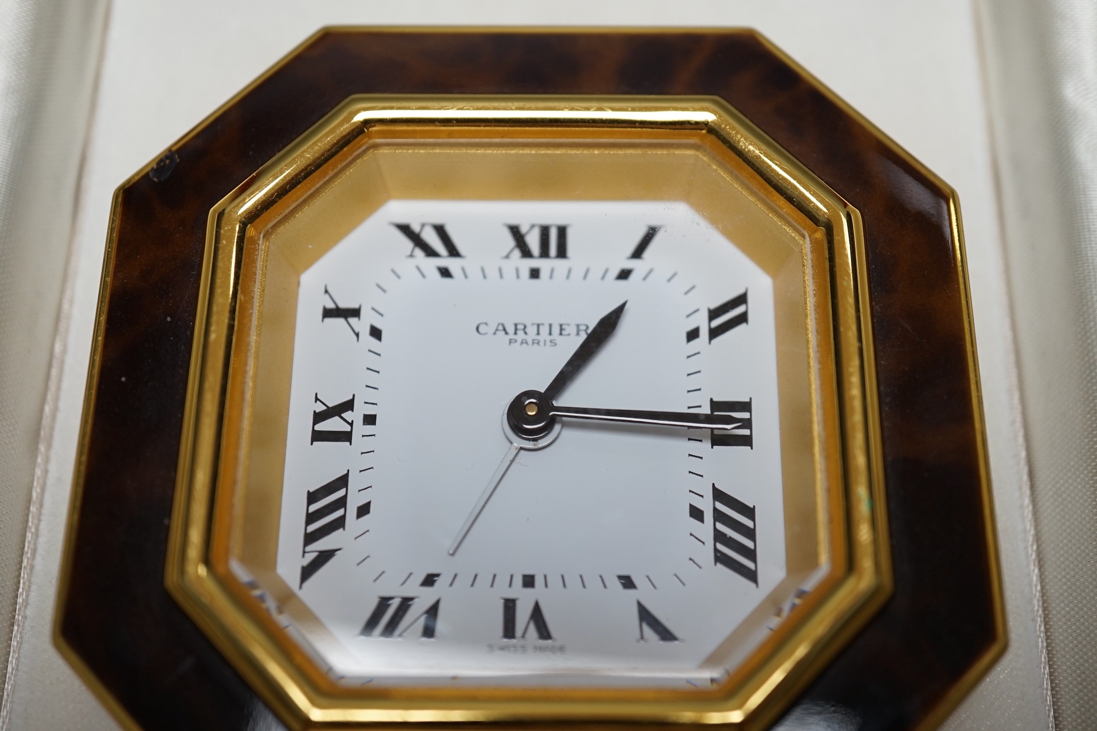 A Must de Cartier travelling clock, 7cm, in original case